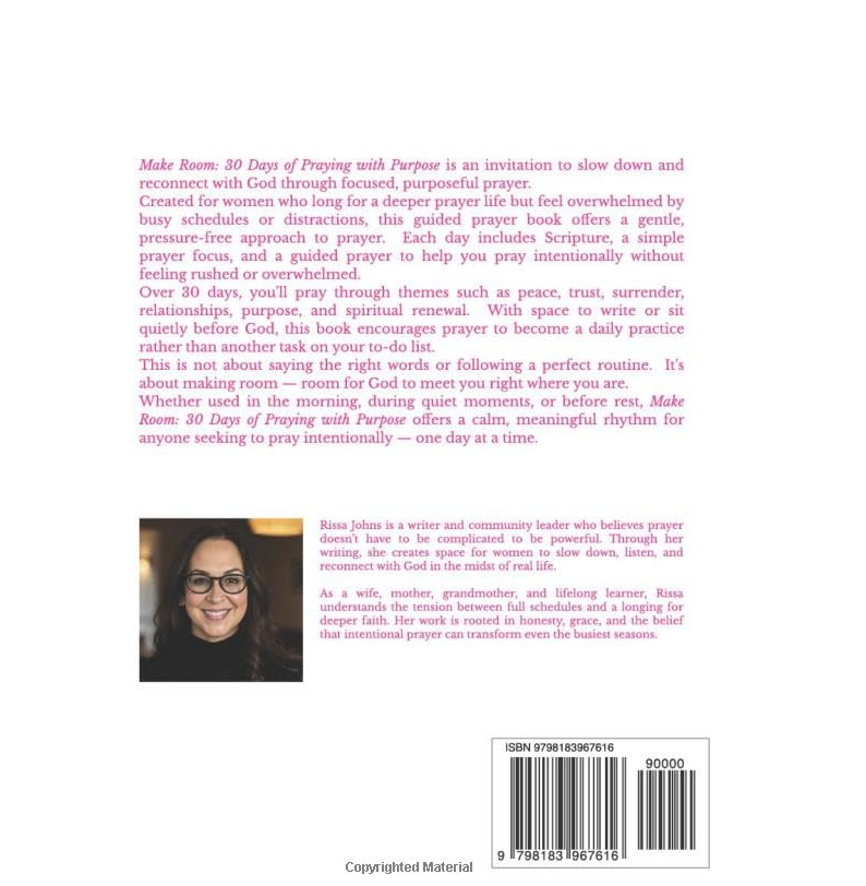 Back cover of Make Room: 30 Days of Praying with Purpose